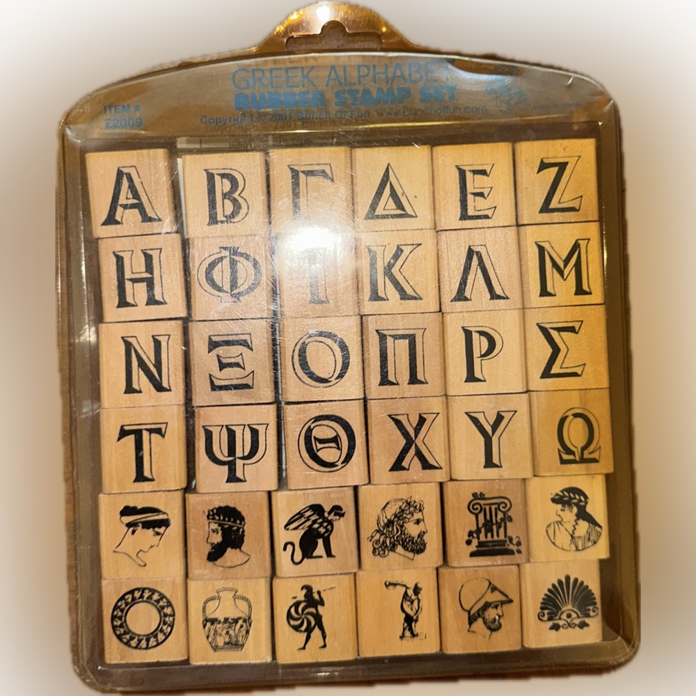 Greek Alphabet Rubber Stamp Set Letters and Symbols Educational Lot